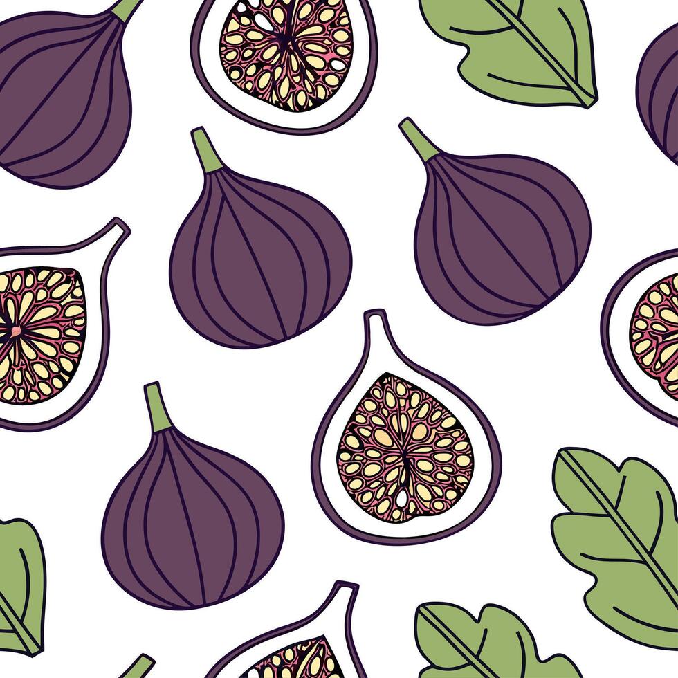 Sweet fig seamless tile pattern with rich purple and green hues perfect for summer fruit decor concept as Figs with rich purple and green hues create a sweet seamless tile pattern Clean vector