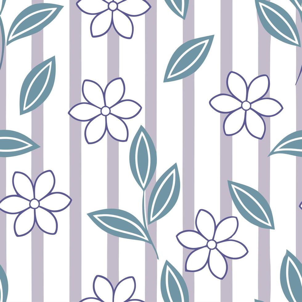 Subtle summer seamless pattern with light stripes and gentle flower details for a refined elegant style concept as Refined summer pattern with light stripes and subtle flower detai Clean Set 2 vector