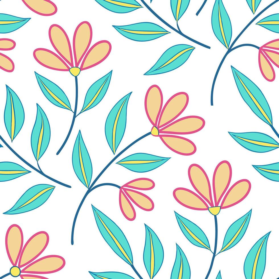 Springtime abstract floral seamless pattern with fluid shapes and vibrant hues for artistic compositions concept as Artistic floral pattern with abstract shapes and vibrant colors Clean Set 2 vector