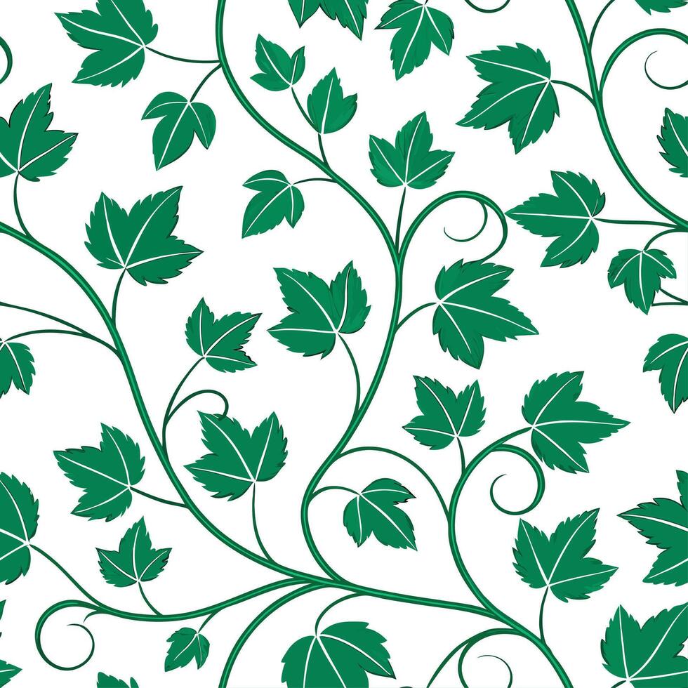 Spring vine and leaf seamless tile pattern with lush greenery symbolizing the natural rebirth of spring concept as Lush green vines and leaves create a seamless spring tile pattern Clean vector