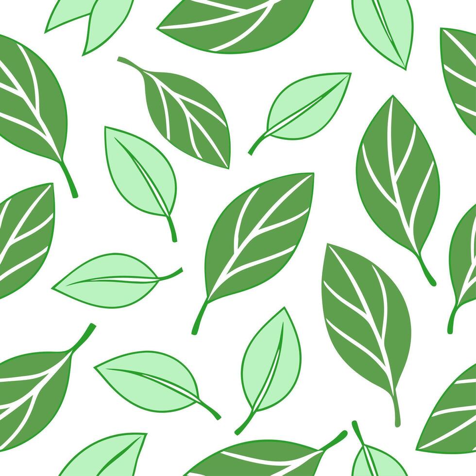 Spring leaves seamless pattern with soft gradients and green tones for fresh natural designs concept as Seamless pattern featuring soft gradient spring leaves in varying shades of Clean Set 2 vector