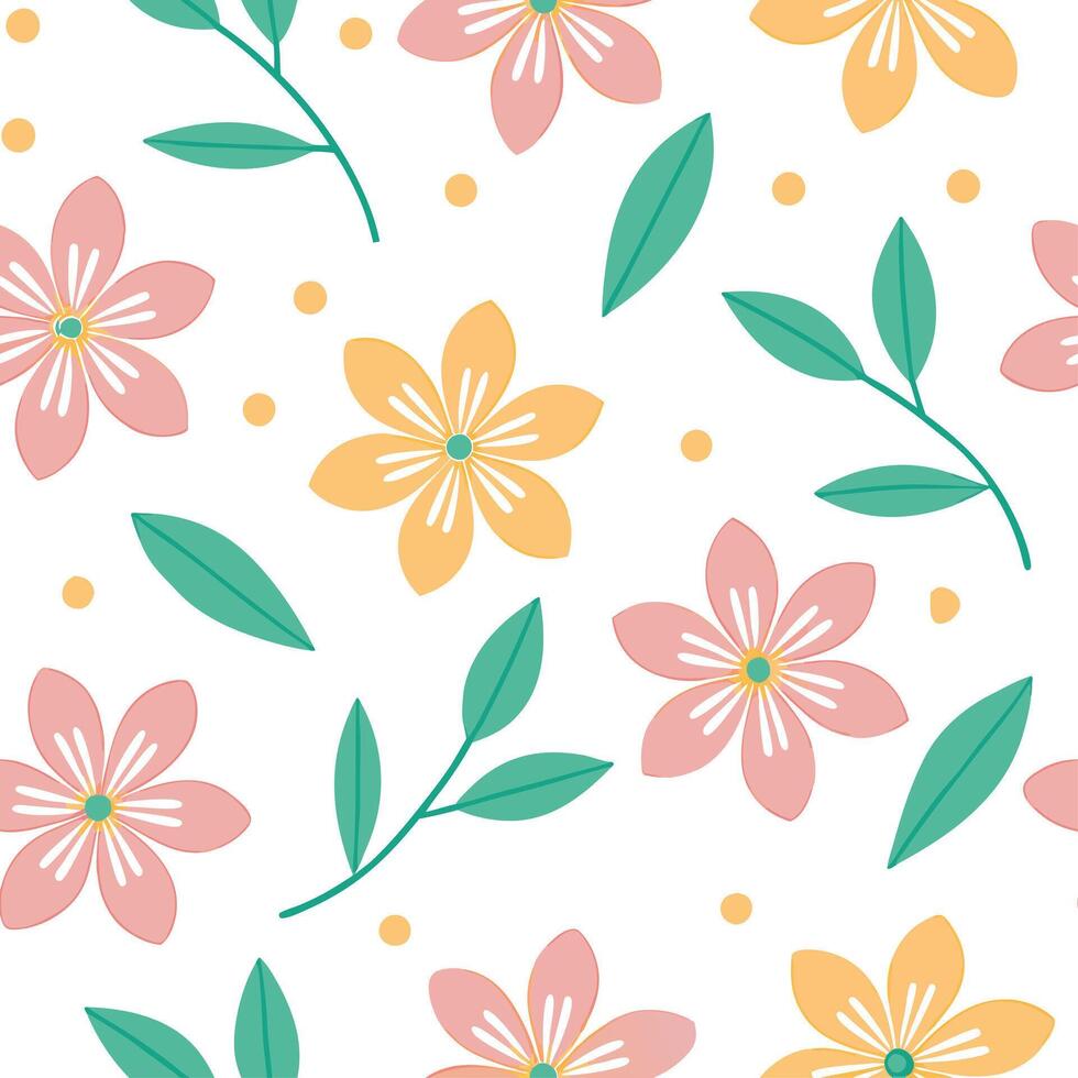 Spring floral seamless pattern with vibrant colors and delicate petals perfect for seasonal designs concept as Floral pattern featuring vibrant spring colors and delicate petals id Clean Set 2 vector
