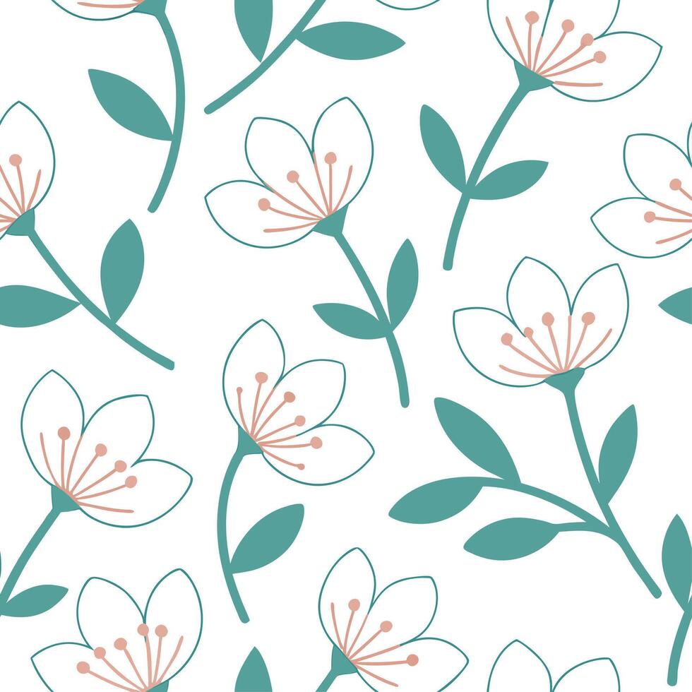Spring floral seamless pattern with soft petals and light pastels for a gentle soothing design concept as Gentle spring floral pattern featuring soft petals and light pastel colors Clean Set 4 vector