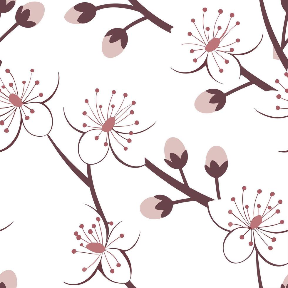 Spring blossoms seamless tile pattern featuring delicate cherry blossoms soft pastel colors and a refreshing feel concept as Cherry blossoms and soft pastels create a seamless spri Clean vector