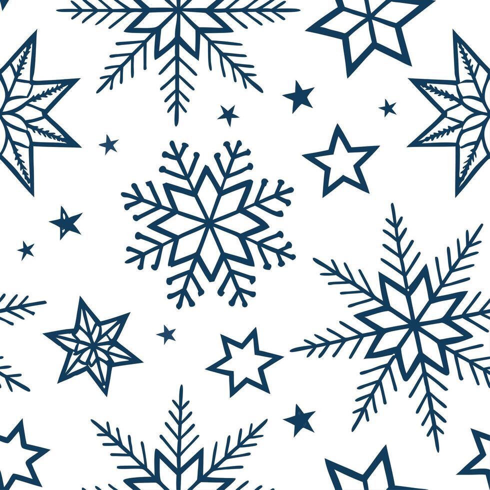 Sparkling snowflake and star seamless tile pattern with glittery accents and icy textures concept as Sparkling snowflakes and stars with glittery accents create an icy seamless til Clean vector