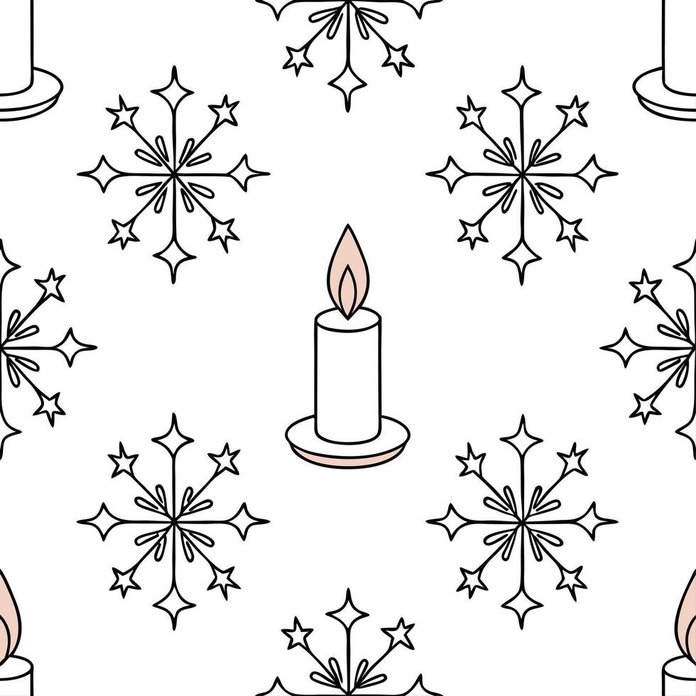 Sparkling snowflake and candlelight seamless tile pattern with warm winter glow concept as Sparkling snowflakes and warm candlelight create a seamless tile pattern with a cozy wint Clean vector