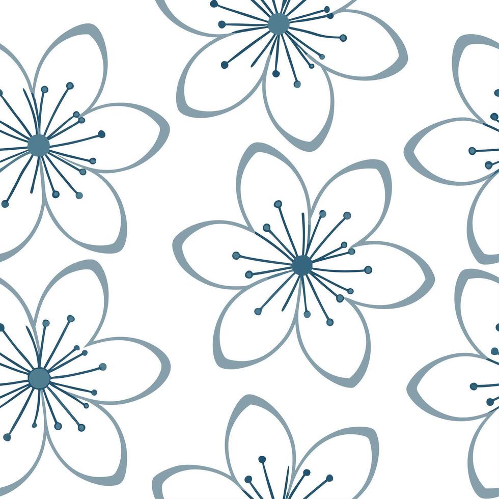 Soft summer flowers seamless pattern with pastel hues and gentle curves for calm soothing spring designs concept as Gentle summer flower pattern with pastel hues and soft curves id Clean Set 2 vector