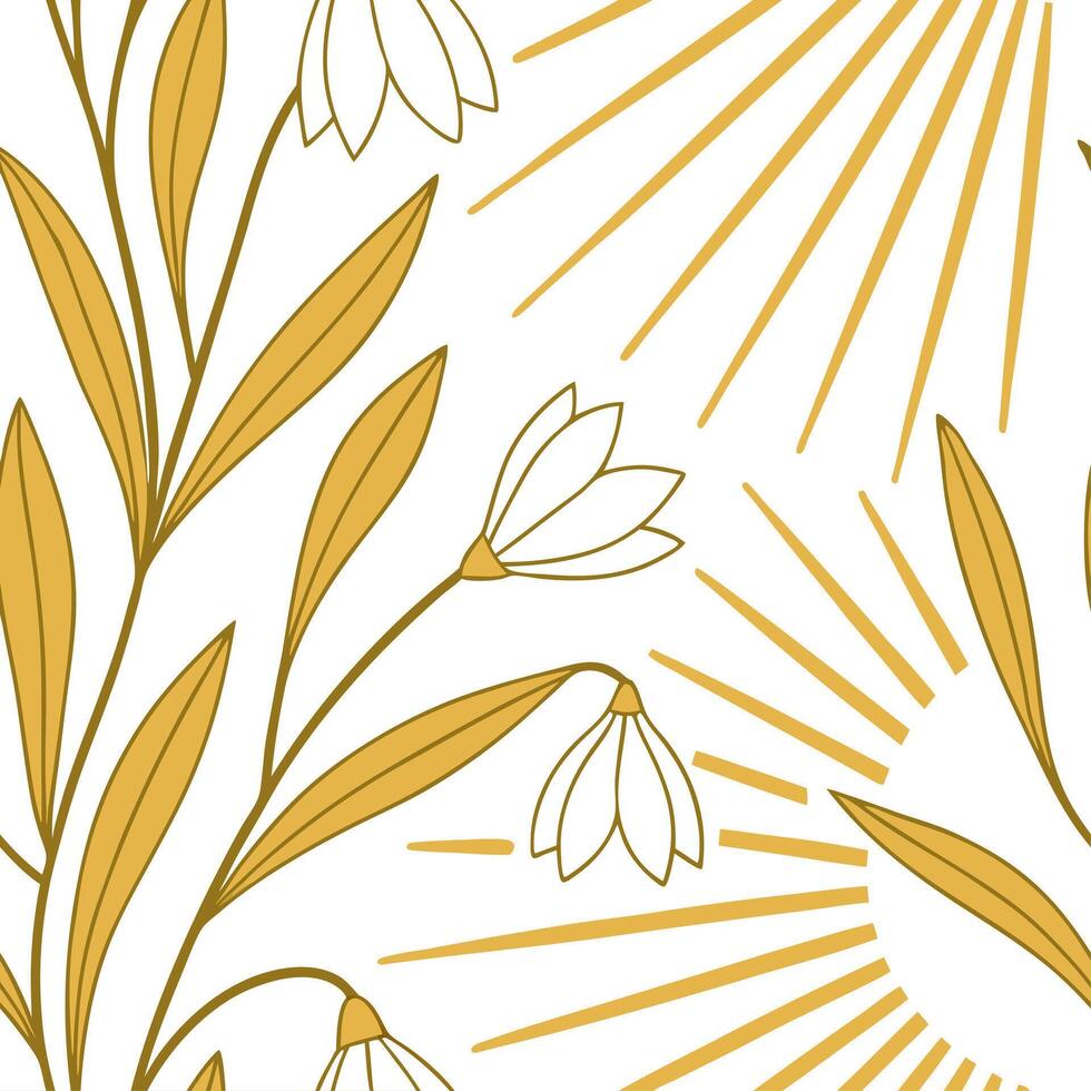 Soft golden morning light seamless tile pattern with glowing rays and an uplifting spring atmosphere concept as Soft golden morning light with glowing rays creates a seamless tile Clean vector