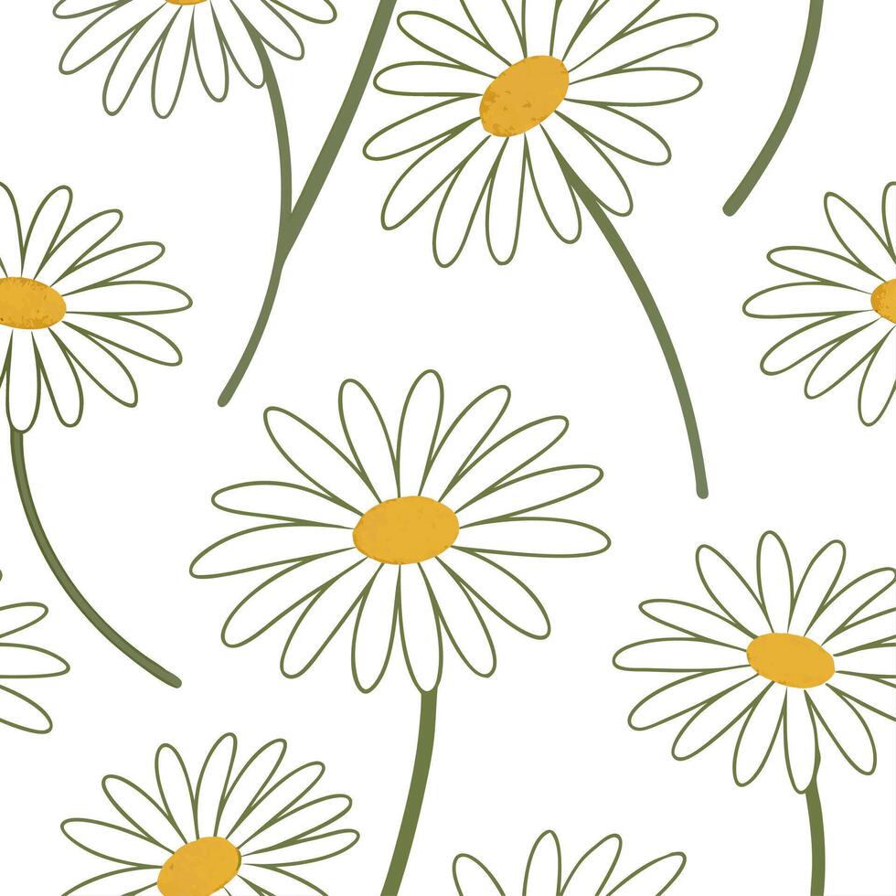 Soft daisy seamless tile pattern with fresh white petals and sunny yellow centers ideal for spring interiors concept as Fresh white daisies with sunny yellow centers create a brigh Clean vector