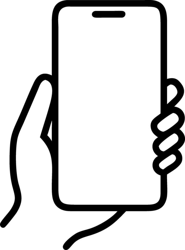 Smartphone mockup with closeup of hand holding black phone with white screen symbolizes mobile design and user interface focus concept as Highlights the clean modern design of fra Clean vector