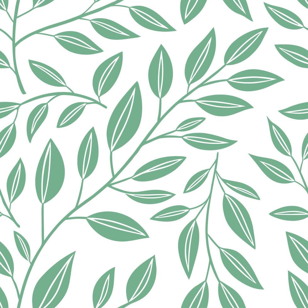 Simple leaf pattern seamless tile design with light green tones for a fresh spring aesthetic concept as Simple leaf motifs with light green tones create a fresh and minimalist seam Clean vector