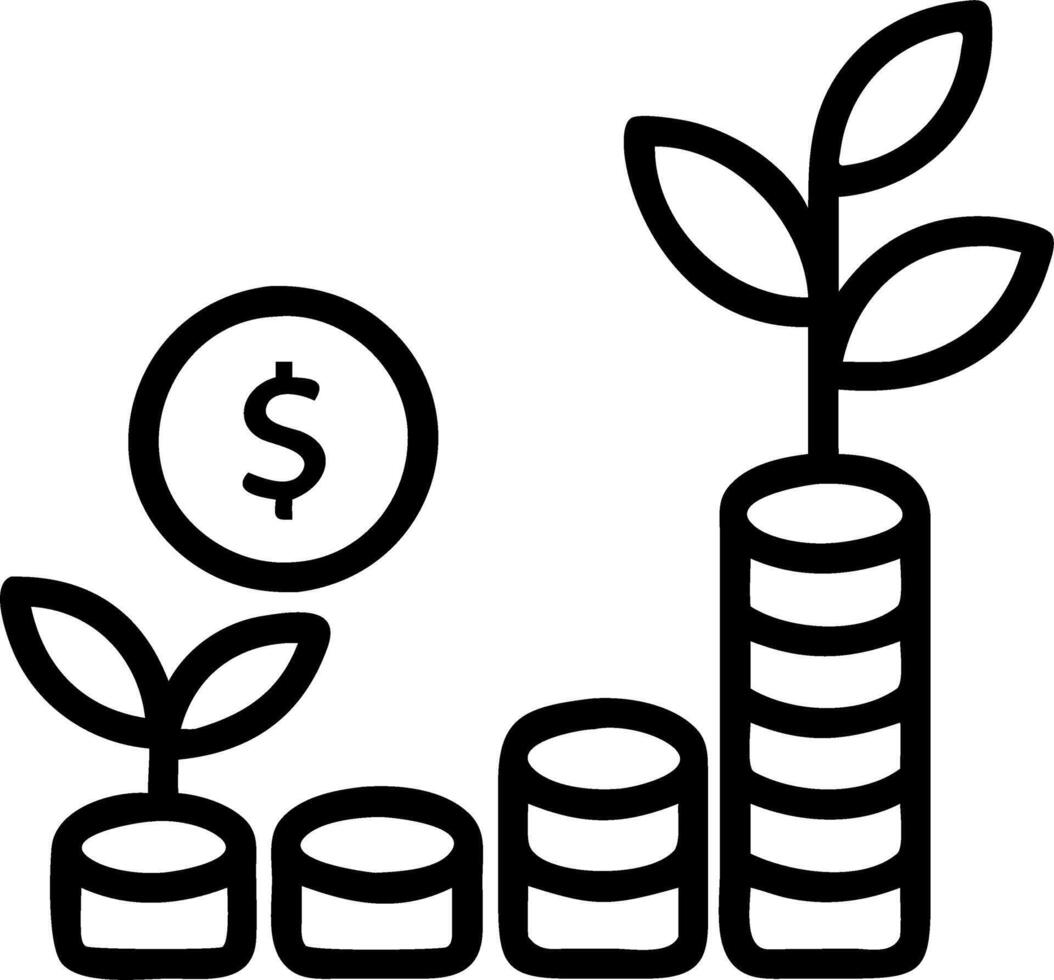 Seedlings growing on stacked coins symbolizing finance investment saving money financial growth business growth for profit concept as Seedlings sprout from stacked coins represent Clean vector