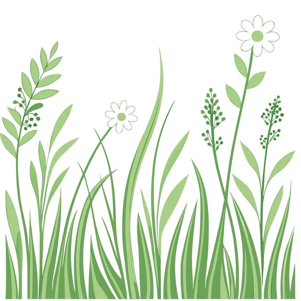 Serene spring meadows seamless tile pattern with wildflowers soft grasses and an atmosphere of rejuvenation concept as Wildflowers and soft grasses in a serene spring meadow create Clean vector