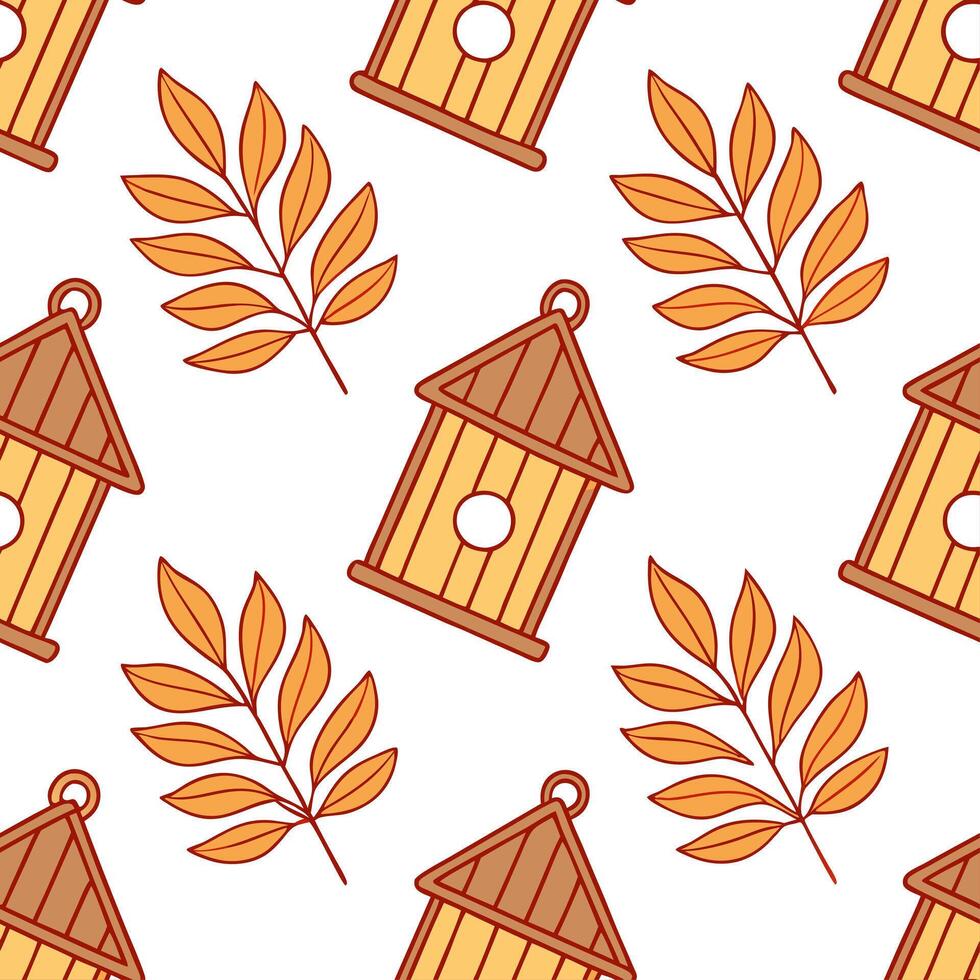 Rustic wooden signs seamless tile pattern with autumn quotes and warm tones concept as Rustic wooden signs with autumn quotes and warm tones create a cozy seamless tile pattern for Clean vector