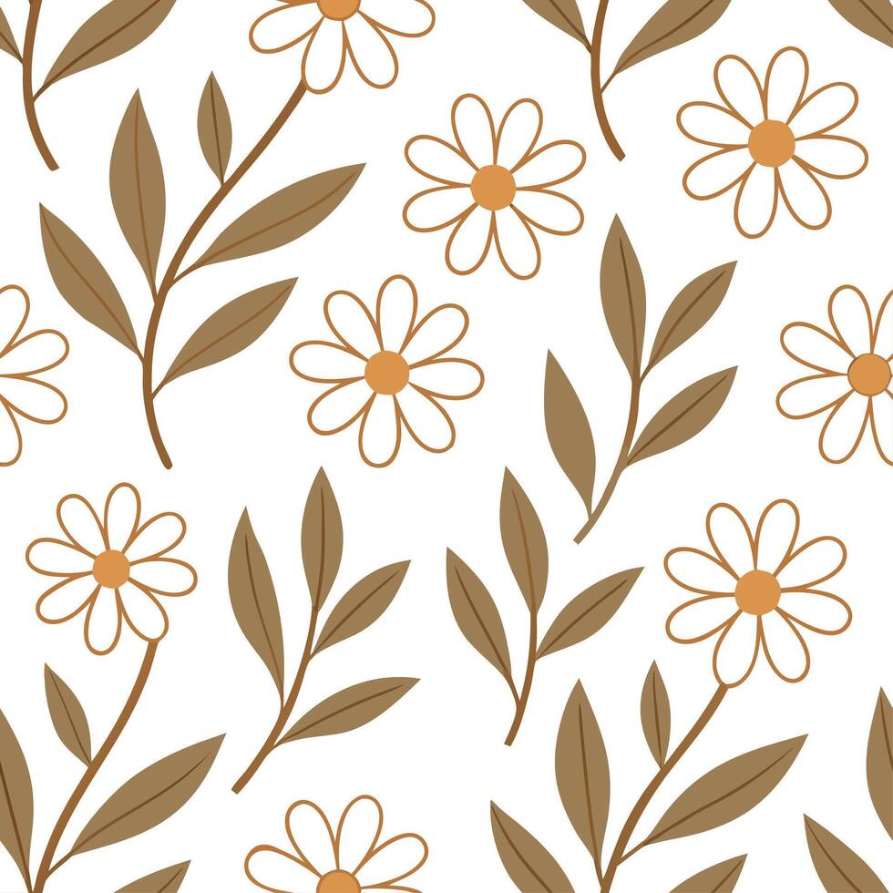 Rustic spring nature seamless pattern with wildflowers and soft earth tones for earthy country inspired designs concept as Earthy spring nature pattern with wildflowers and rustic Clean Set 4 vector