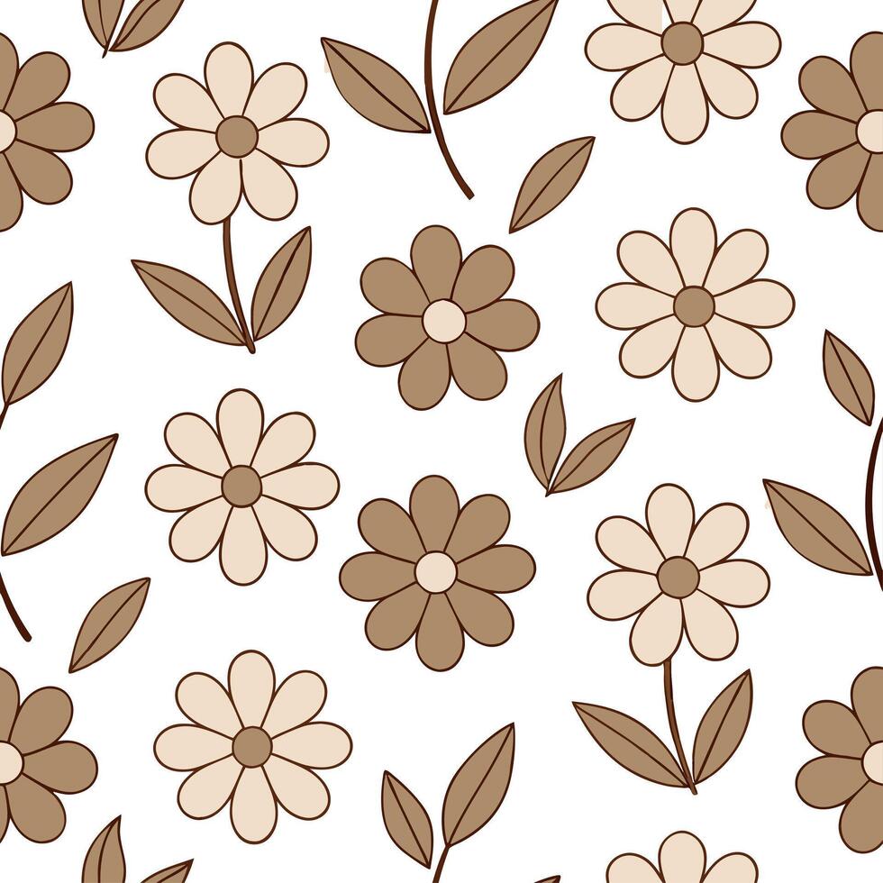 Retro summer flowers seamless pattern with vintage florals and muted earth tones for a nostalgic summer design concept as Nostalgic summer flower pattern with retro florals and mut Clean Set 2 vector