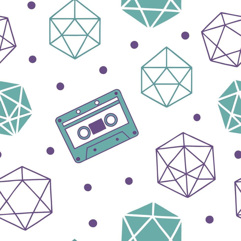 Retro polygon seamless pattern cool tones on white background ideal for calming designs concept as Designing seamless tile with retro polygons in cool tones on white background for Clean vector