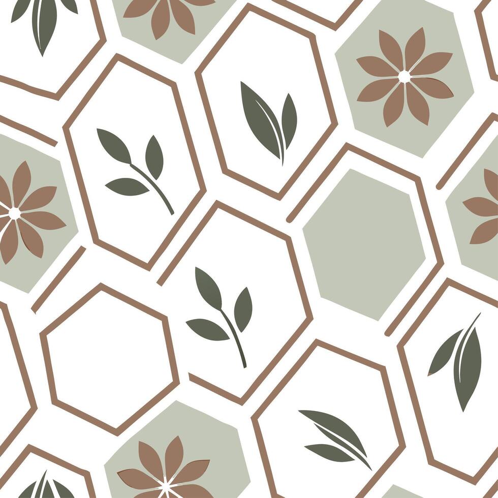 Retro polygon seamless pattern muted earth tones on white background great for natural designs concept as Creating seamless tile with retro polygons in muted earth tones on white b Clean vector