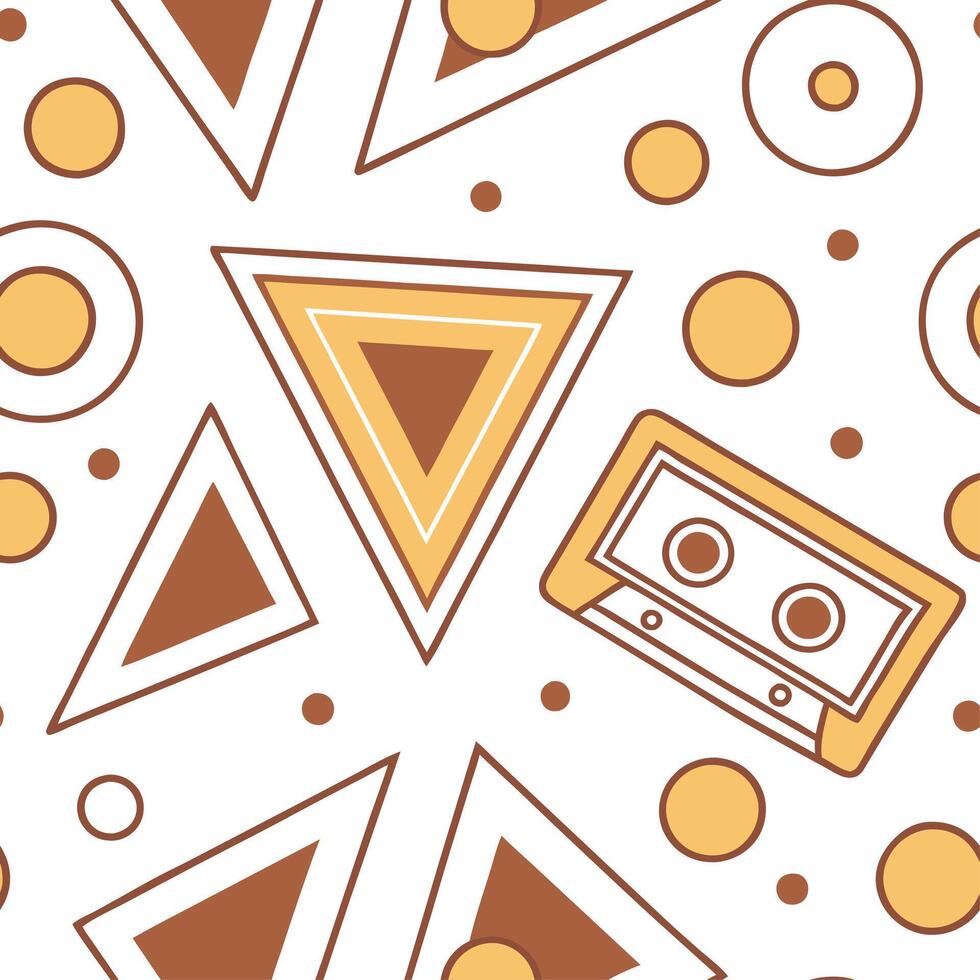 Retro geometric seamless tile pattern warm tones on white background perfect for inviting designs concept as Creating seamless tile with retro geometric patterns in warm tones on w Clean Set 2 vector