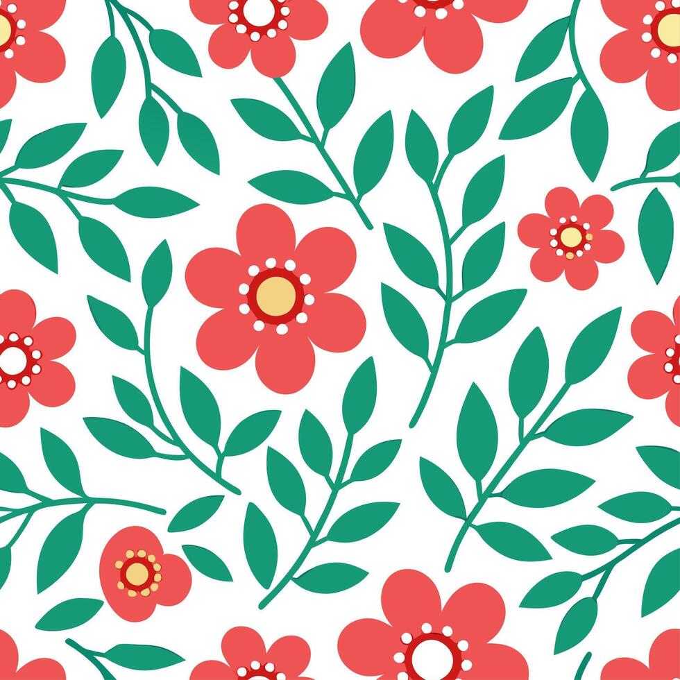 Retro inspired spring floral seamless pattern with bold and contrasting color schemes for lively designs concept as Lively spring floral pattern with retro influence featuring bold Clean Set 2 vector