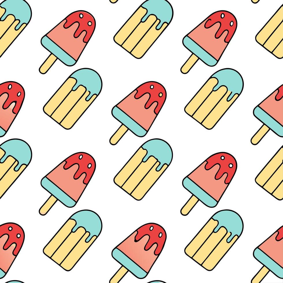 Refreshing popsicle seamless tile pattern with bright juicy colors and cool summer energy concept as Colorful melting popsicles form a seamless tile pattern full of refreshing cool Clean vector