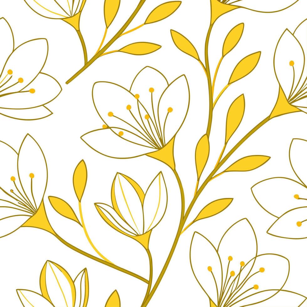 Radiant spring sunshine seamless tile pattern with luminous yellow hues and soft ambient light concept as Radiant yellow sunshine with soft light creates a seamless spring tile pat Clean vector