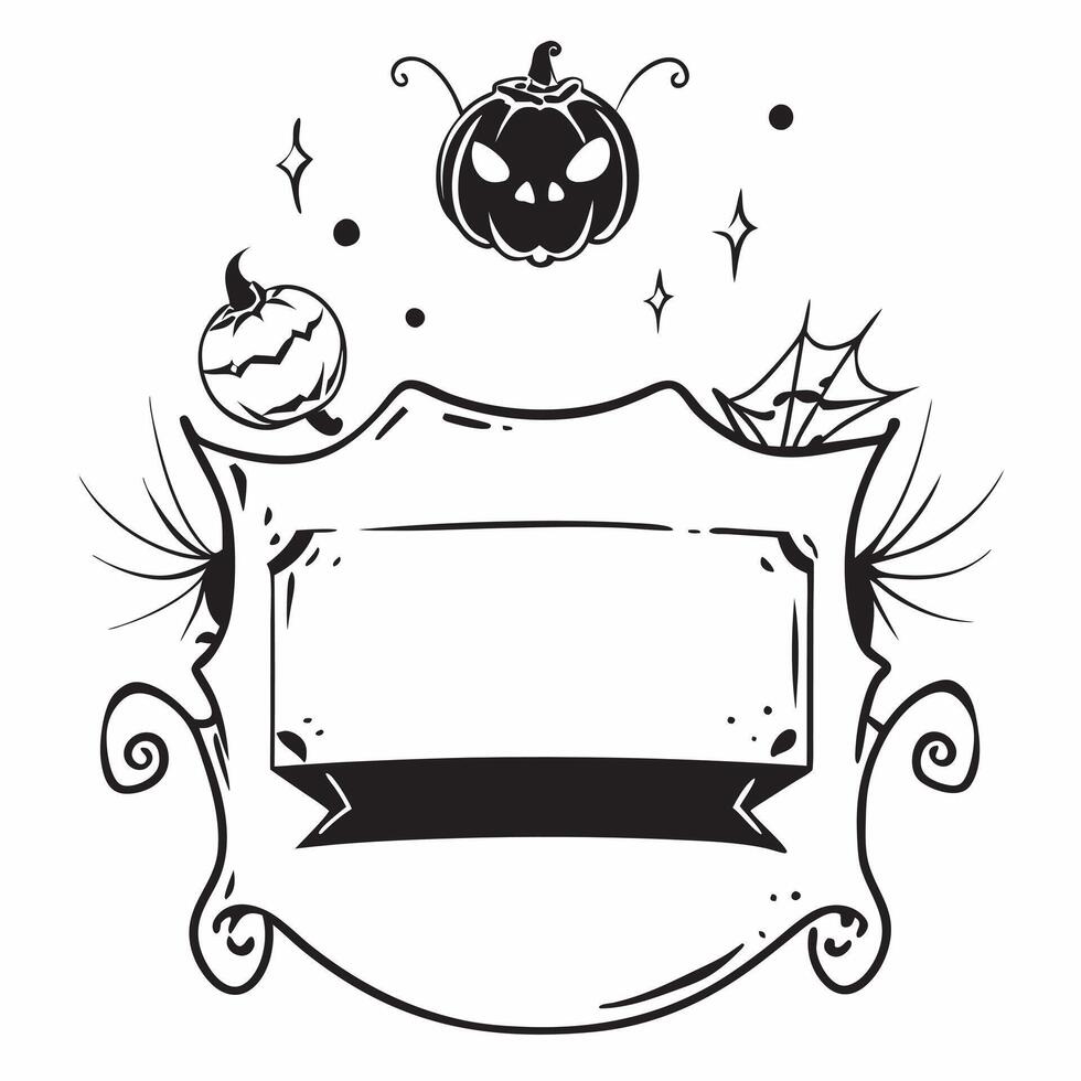 Pumpkin and Spider Web Border with Happy Halloween Wording concept as A spooky border frame featuring pumpkins and spider webs perfect for Halloween celebrations The words Happy H Clean vector