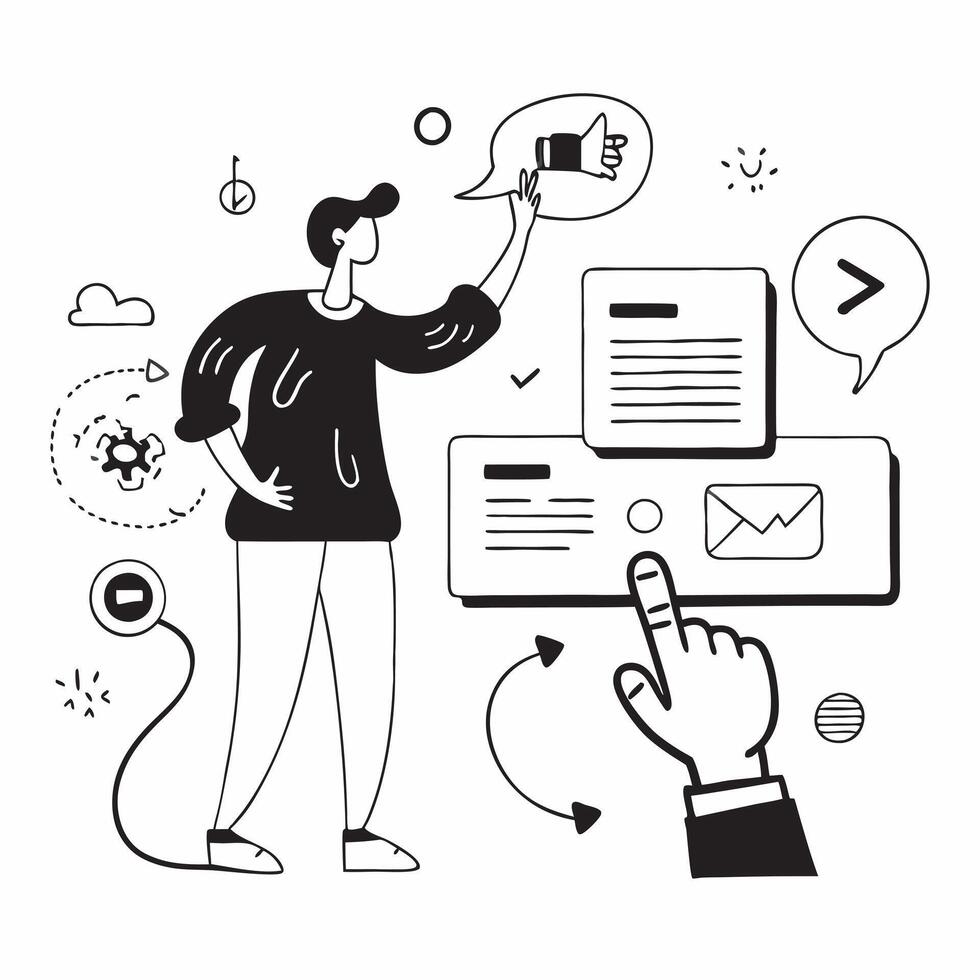 Pet owner with digital training tools and tech overlay symbolizing advanced pet training in double exposure with copy space concept as A pet owner blended with digital training to Clean vector