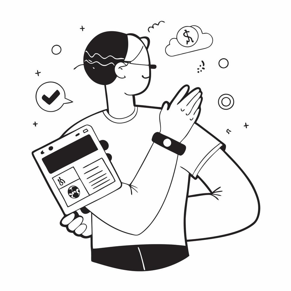 Person with wearable tech and digital health app overlay symbolizing smart health integration in double exposure with copy space concept as A person intertwined with wearable tech Clean vector