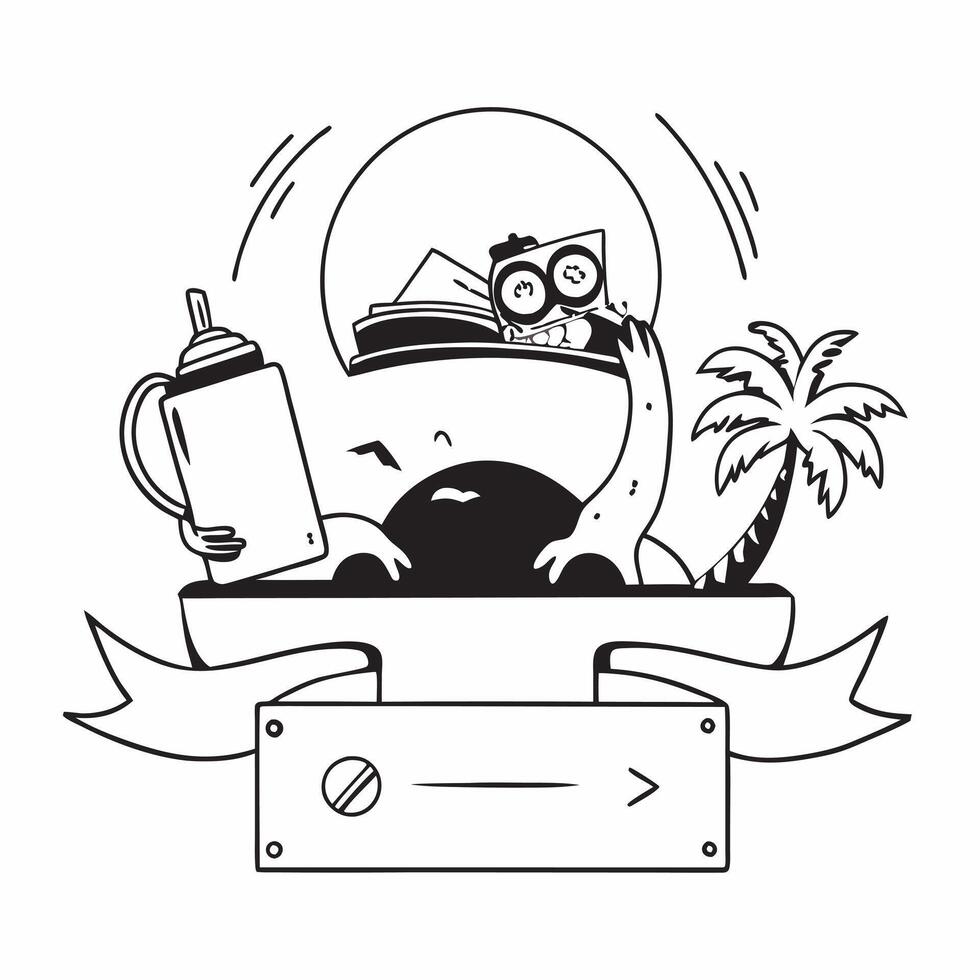 Person with a Miami beach view laptop and headphones overlay symbolizing coastal city lifestyle in double exposure with copy space concept as A person intertwined with the Miami b Clean vector