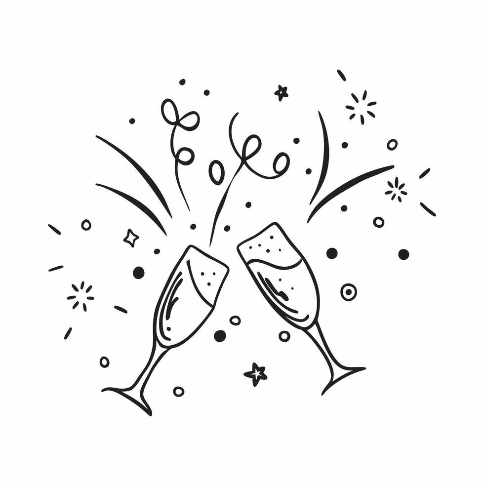 New Year seamless pattern with gold confetti sparkling stars and champagne glasses for an upscale New Year Eve look concept as Upscale New Year pattern with gold confetti sparkling Clean vector