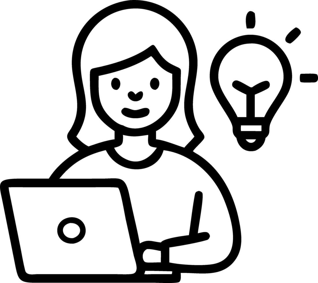 New ideas innovation creativity concept young women hand holding light bulb laptop concept as Woman holds light bulb symbolizes new ideas innovation creativity while working on lap Clean vector