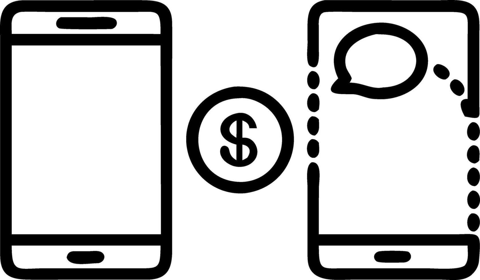 Money transfer on smartphones coins moving between phones symbolizes digital transactions and modern finance systems concept as Highlights mobile payments digital wallets and the Clean vector