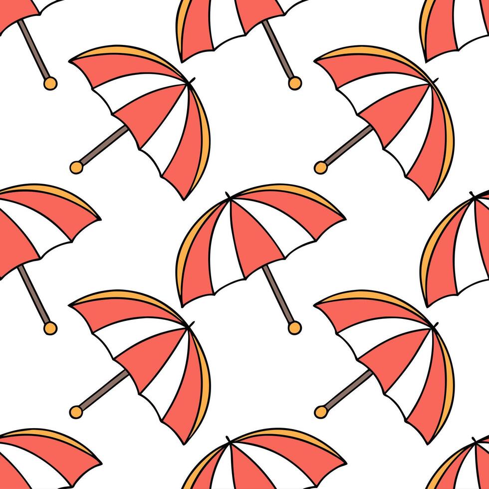 Lively beach umbrella seamless tile pattern with bright bold colors for a fun summer feel concept as Brightly colored beach umbrellas form a lively fun seamless tile pattern full o Clean vector