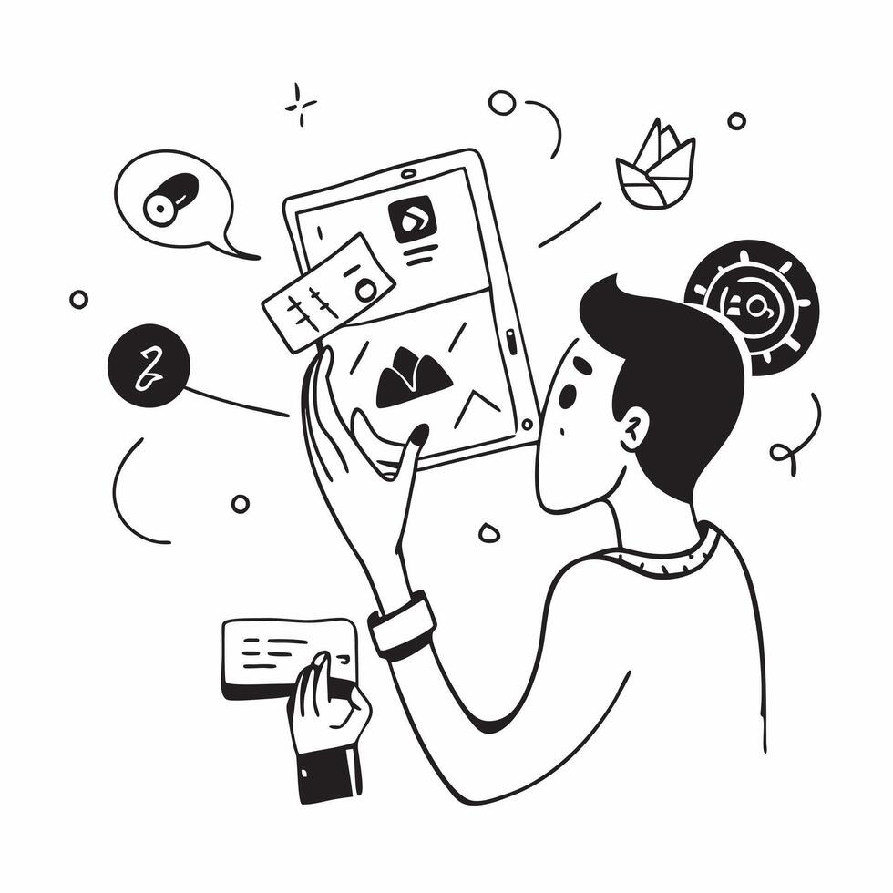 Individual with smart home hub and tech overlay symbolizing centralized smart living in double exposure with copy space concept as An individual blended with a smart home hub and Clean vector