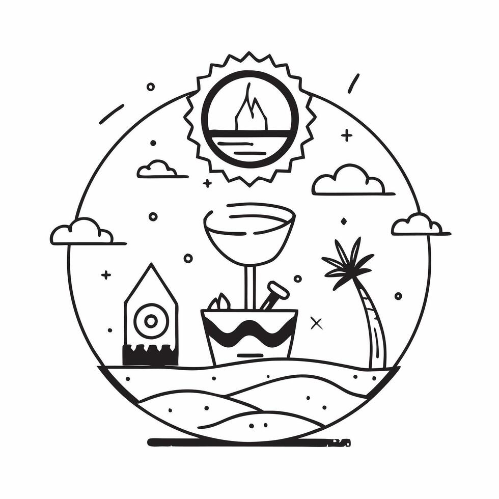 Individual with a laptop wireless headphones and coffee cup overlay symbolizing digital nomad lifestyle in double exposure with copy space concept as An individual blended with a Clean vector