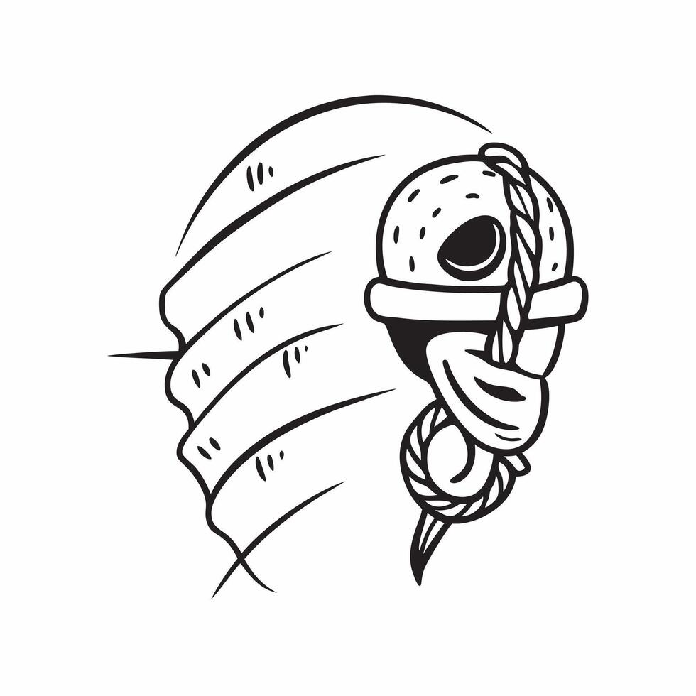 Individual with a climbing rope rock face and helmet overlay symbolizing rock climbing adventure travel with copy space concept as An individual blended with a climbing rope rock Clean vector