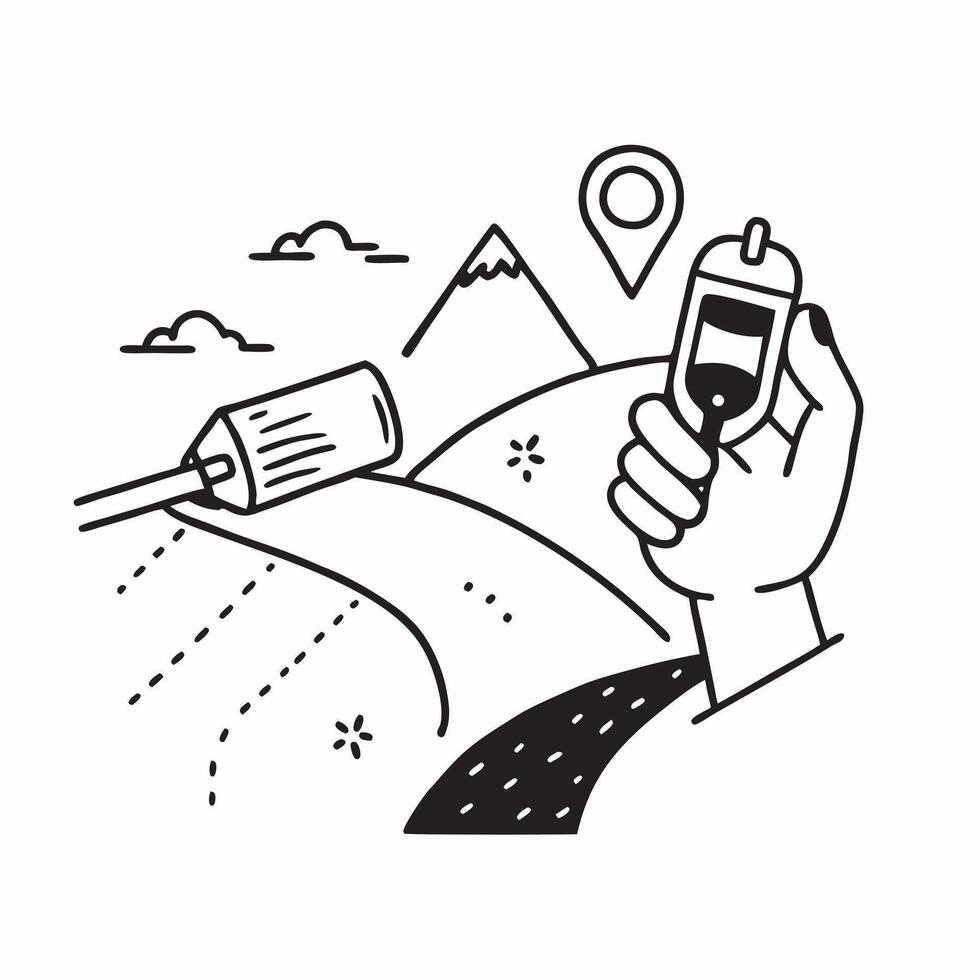 Individual with a car key open fields and picnic blanket overlay symbolizing picnic road trip with copy space concept as An individual blended with a car key open fields and picni Clean vector
