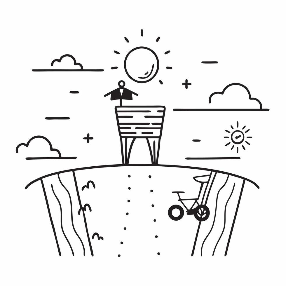 Individual with a beach cruiser bike boardwalk and sun visor overlay symbolizing beach cruising with copy space concept as An individual blended with a beach cruiser bike boardwal Clean vector