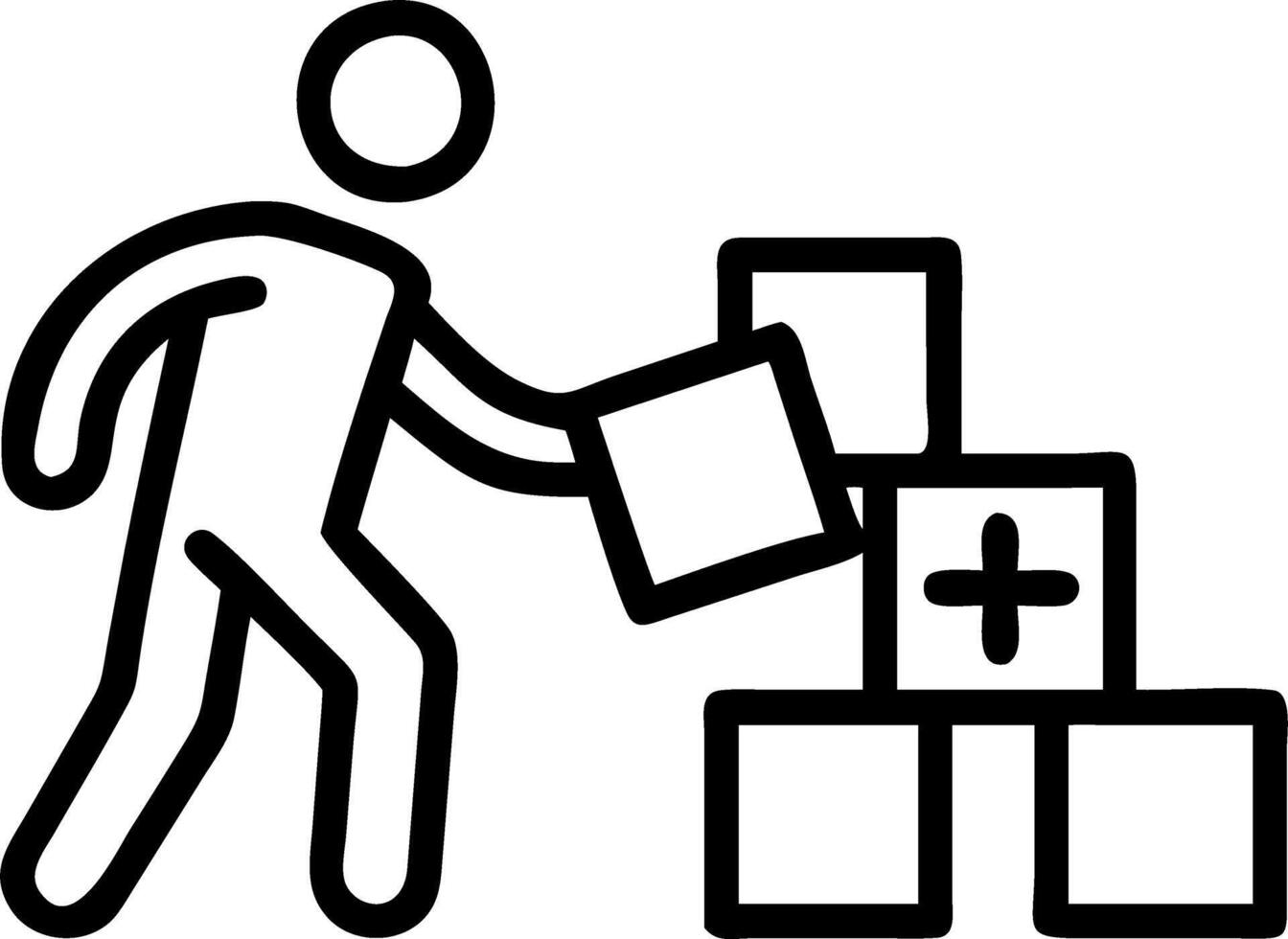 Health Insurance Concept man arranging wood cubes with healthcare icon on pastel blue and pink background symbolizes wellness and workplace security concept as Highlights the role Clean vector