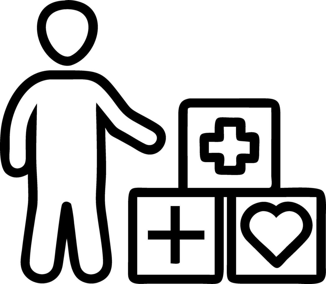 health insurance concept hand man arranging wood cube stacking icon healthcare medical pastel blue pink background concept as A man arranges wooden cubes with healthcare icons on a Clean vector