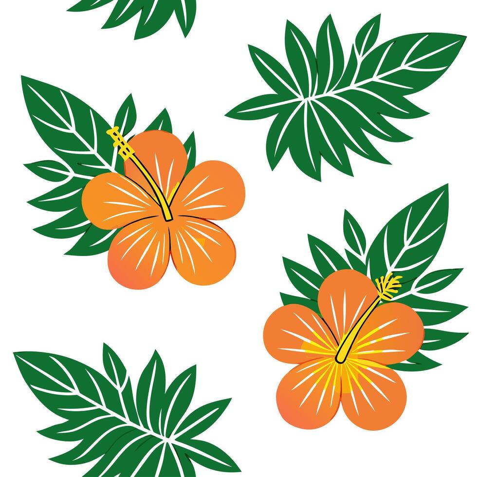 Hawaiian Hibiscus seamless tile pattern with tropical colors and traditional designs for island decor concept as Tropical hibiscus flowers arranged seamlessly for traditional Hawai Clean Set 2 vector