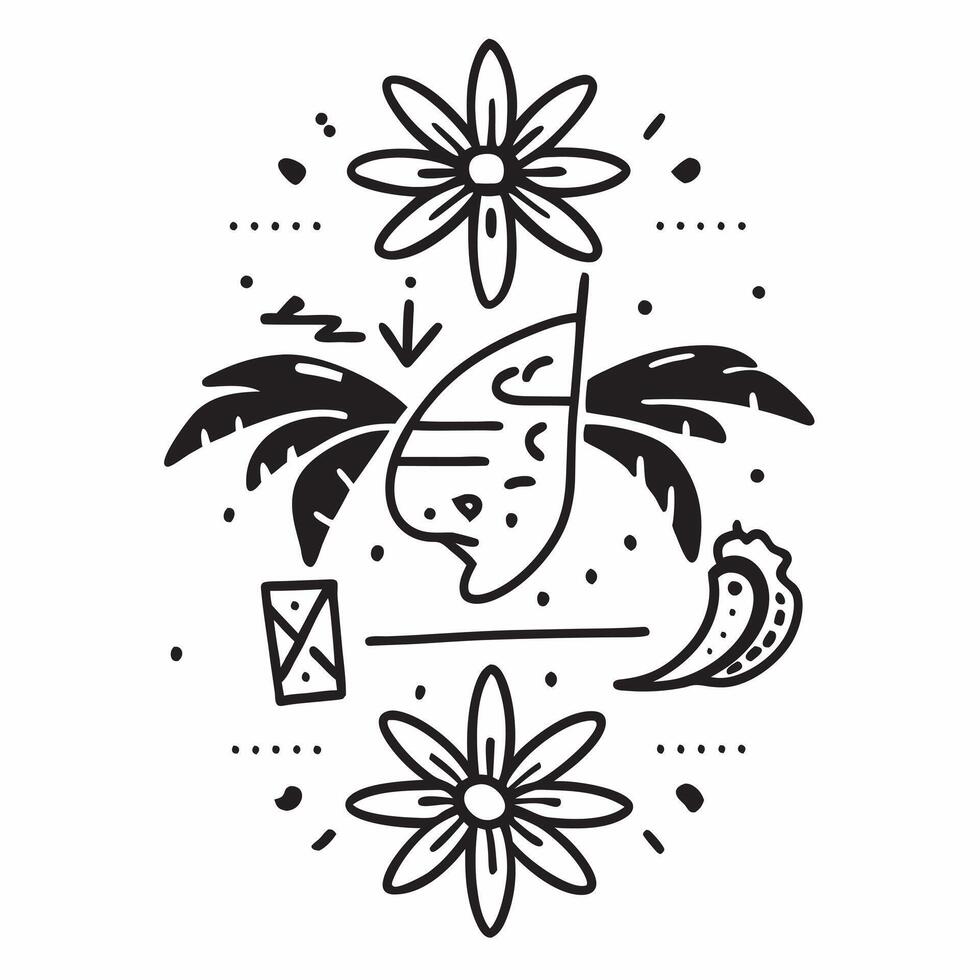 Hawaiian hibiscus and palm trees seamless tile pattern with tropical colors and traditional designs for island decor concept as Tropical hibiscus flowers and palm trees arranged se Clean vector