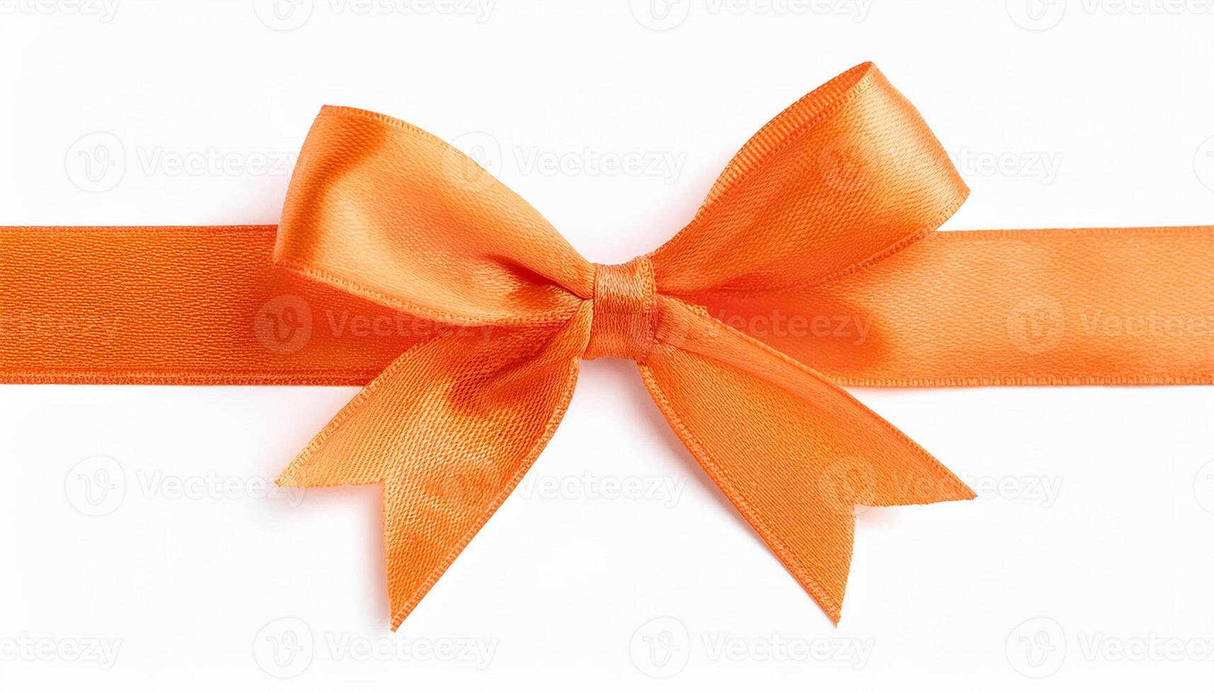 Elegant orange bow with ribbon isolated on white background. photo