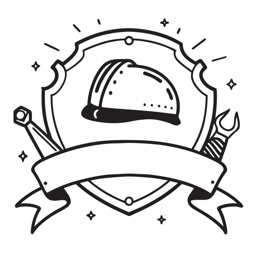 Hard Hat and Work Boots Border with Labor Day Celebration Wording concept as A detailed border frame featuring a hard hat and work boots traditional symbols of labor and hard work Clean vector