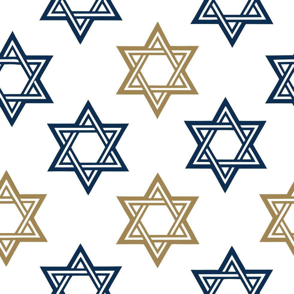 Hanukkah stars seamless pattern with rich blue gold and silver tones for a traditional and elegant design concept as Traditional Hanukkah stars pattern with blue gold and silver to Clean Set 2 vector