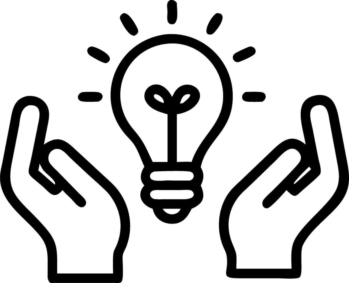 Hands holding light bulbs on yellow background symbolize creativity innovation and great ideas for workplace success concept as Highlights workplace brainstorming and problem solv Clean vector
