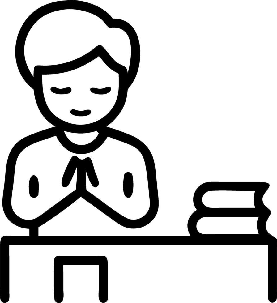 Hands of praying young man and Bible on a wooden desk background Man joins hands to pray and seek the blessings of God the Holy Bible concept as A young man praying with hands cl Clean vector