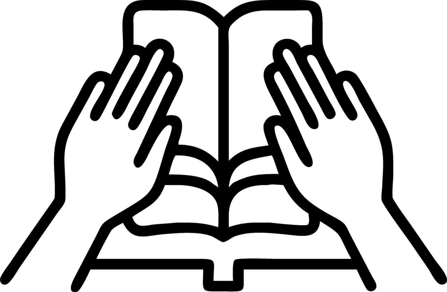 Hands folded over Bible on wooden table morning church worship setting reflecting deep faith and spiritual devotion concept as Individual prays in serene atmosphere holy scripture Clean vector