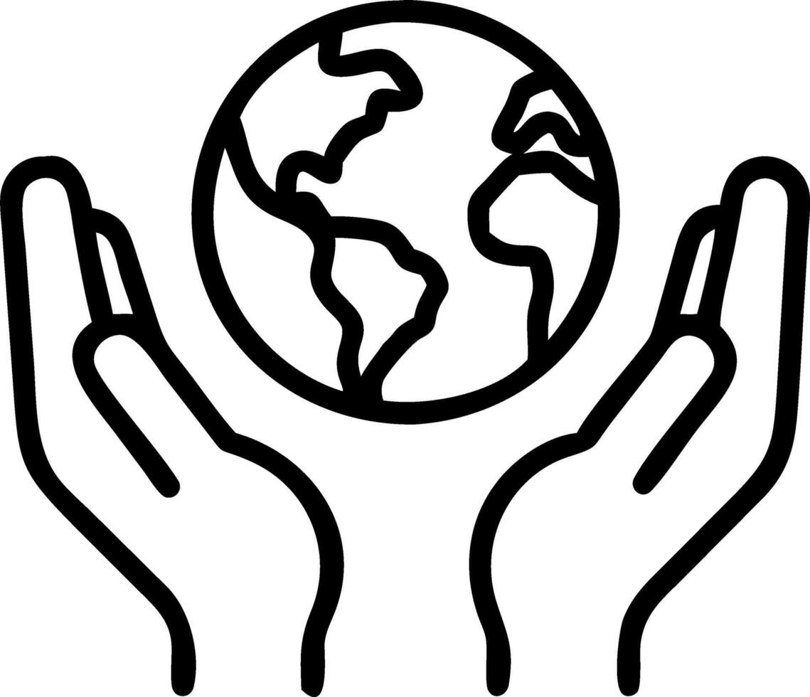 Hands from above embrace handmade globe symbolizing unified planet protection celebrating Earth Day with green energy ESG sustainability concept as Scene promotes collective actio Clean vector